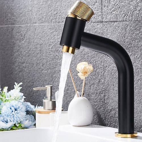 Waschbecken Wasserhahn - Wasserfall galvanisiert Centerset Einhand Einlocharmaturen / Waschbecken Wasserhahn Zubehör / Vintage / ja / Messing / Messing Image