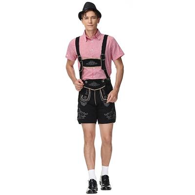 Oktoberfestbier Kostüm Lederhosen Hemd Bayerisch Bayerisch Deutsch Wiesn Herren Stoff im traditionellen Stil Bluse Shorts Image