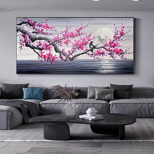 Mintura handgefertigte Baumblumen-Ölgemälde auf Leinwand, Wandkunst, Dekoration, modernes abstraktes Bild für Heimdekoration, gerolltes, rahmenloses, ungedehntes Gemälde Image