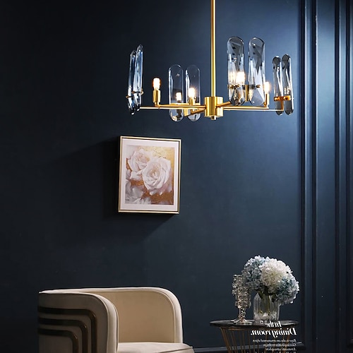 LED Pendelleuchte Kristall Kronleuchter einzigartiges Design Kupfer nordischen Stil 4 6 8 12 Köpfe 220-240V 110-120V Image