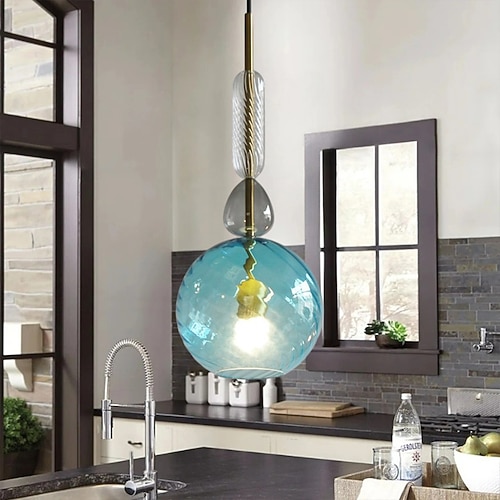 Einfachheit Klarglas Pendelleuchte nordisches modernes Design Restaurant Droplight Wohnkultur E27 Deckenhängelampe für Café Loft Dessert Shop Bar 110–240 V Image
