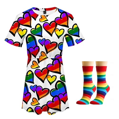 Kleid Socken Regenbogen 3D Party Grafik für Damen Erwachsene 3D-Druck für Karneval Pride Parade Pride-Monat Image