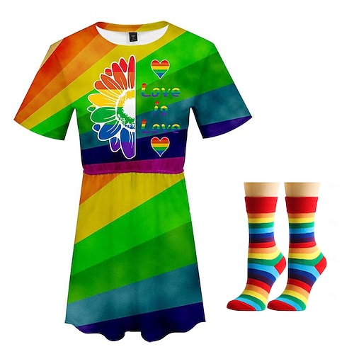 Kleid Socken Regenbogen 3D Party Grafik für Damen Erwachsene 3D-Druck für Karneval Pride Parade Pride-Monat Image