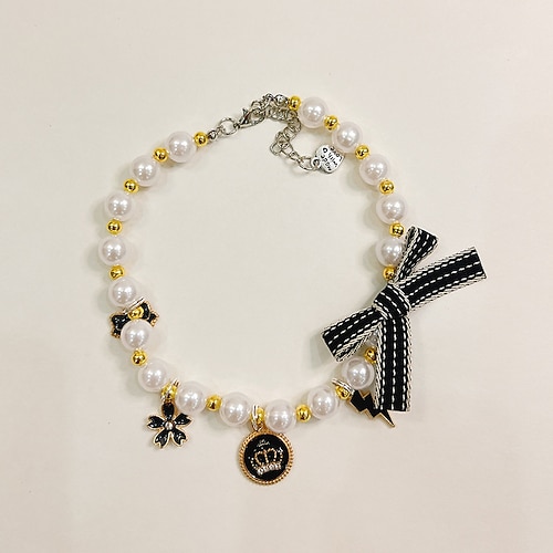 Japan und Südkorea Haustier-Halskette, Katzenhals-Perlenschmuck, Yorkshire-Blau, Weiß, englisches kurzes amerikanisches kurzes Haustierhalsband Image
