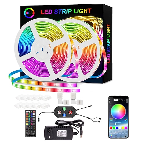 Smart rgb led strip light 20m 10m sincronizzazione musica smd 5050 65.6ft32.8ft controllo app bluetooth cambia colore con spina per cucina camera da letto casa tv party