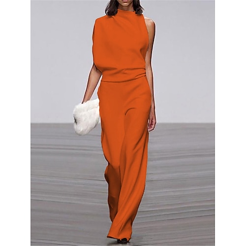 tuta da donna per pendolarismo manica asimmetrica colore puro bianco nero rosso