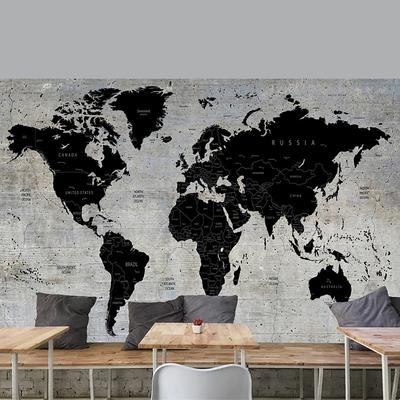 World Map Wallpaper Mural Wall Covering Sticker Peel and Stick Removable PVC/Vinyl Material Self Adhesive/Adhesive Required Wall Decor for Living Room Kitchen Bathroom