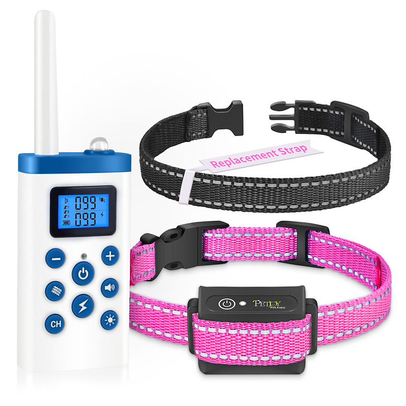 Shock Collar with Remote Automatic Bark Collar for Large Dogs Auto Bark Collar with IP67 Waterproof Electric Collar with 2 Replacement Straps (Blue)