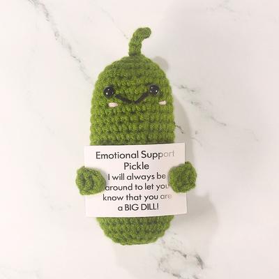 Cucumber Pendant Handmade Wool Crochet Knitted Cute Positive Energy Funny Doll Pendant Card