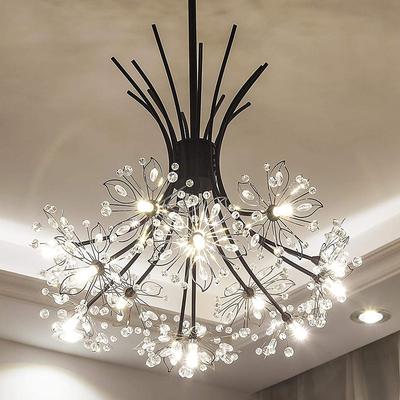 13Heard Modern Fireworks Chandelier G4 Lamp Cap Crystal Dandelion Art Chandelier Ceiling Lamp in Living Room Bedroom and Dining Room