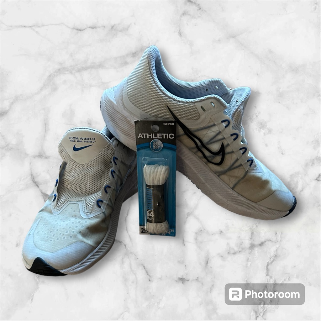 Nike Shoes | (Only 1 Left)Nike Men’s / Kid’s Running Shoes, White. New Attachable Laces | Color: Blue/White | Size: 7bb