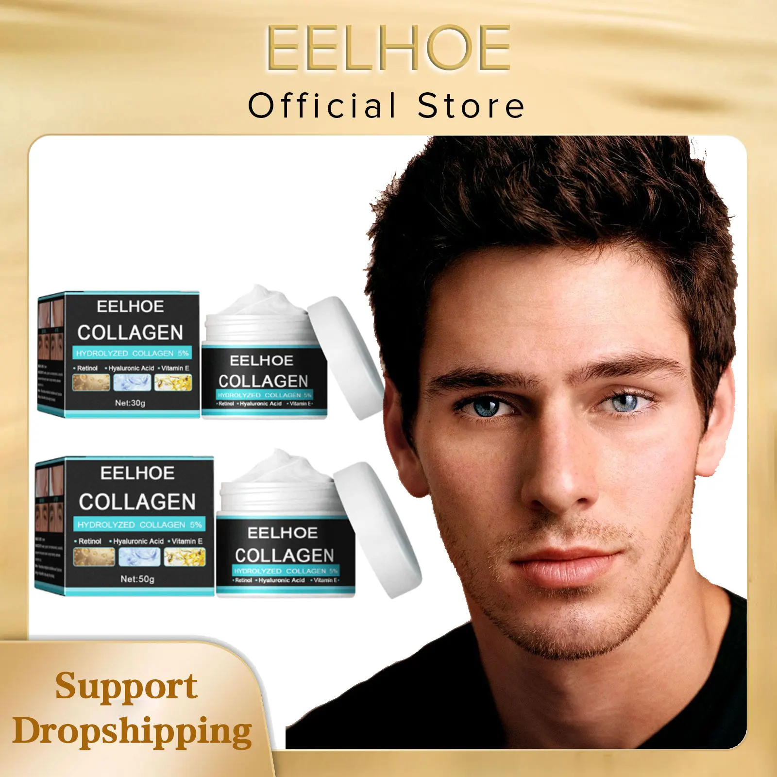 Eelhoe straffende Mikro-Gesichts creme für Männer Hyaluron säure feuchtigkeit spendende Facelifting-Produkte Hydratation Gesichts kollagen creme 30g/50g Image