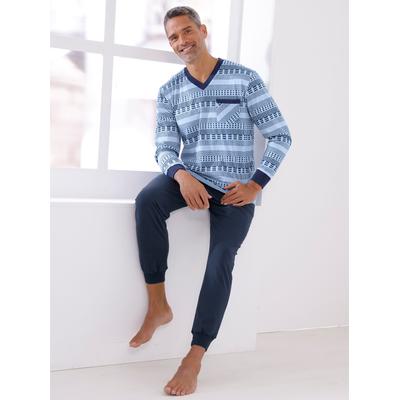 Schlafanzug, Herren, Gr. 56/58, blau (eisblau, dunkelblau, bedruckt), 50% Baumwolle, 50% Polyester, Homewear-Sets Image