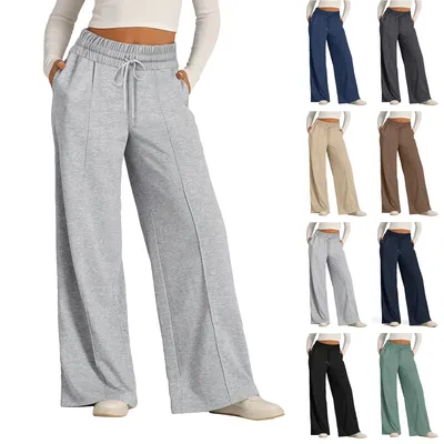 Fleece Sweatpants Women Streetwear Pants High Waist Loose Trousers Casual Straight Sport Wide Leg Baggy Pants Joggers