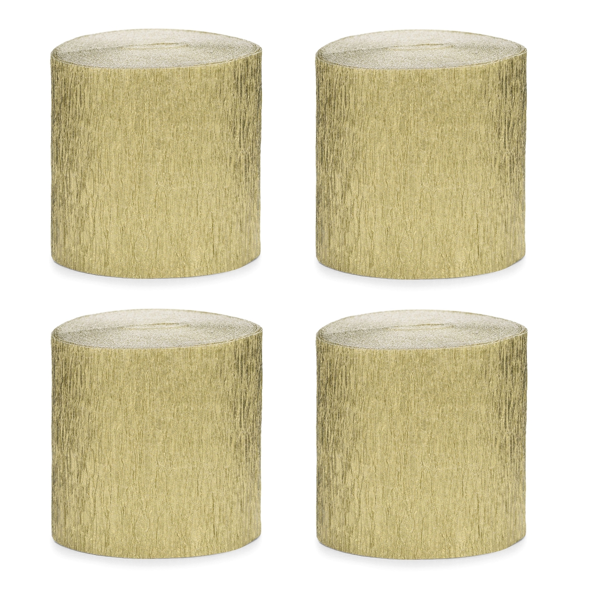 PartyDeco 4 Krepppapier Rollen 5cm x 10m Krepp Papier Set zum Basteln Dekorieren Kreppband Floristenkrepp Hochzeit Deko Bastelbedarf Bastelzubehör Gold metallic Image