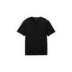 TOM TAILOR Herren Basic T-Shirt mit V-Ausschnitt, schwarz, Uni, Gr. M