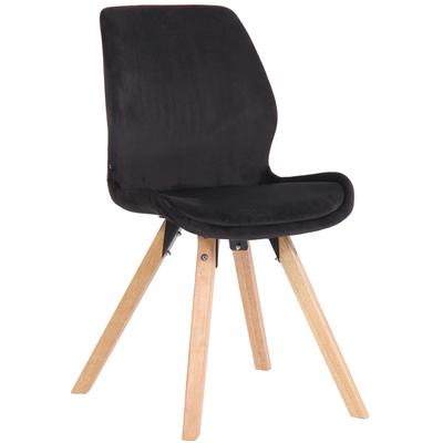 Esszimmerstuhl mit Füße aus Holz und Sitz aus Samt schwarz