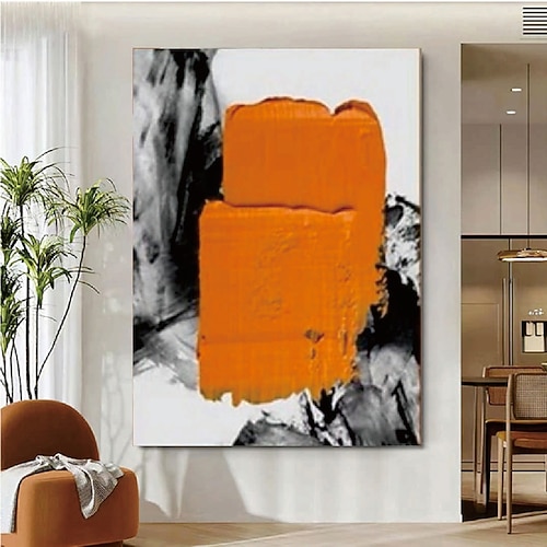 buntes orange gelb schwarz100% handgemaltes Strukturgemälde abstraktes Ölgemälde Acrylgemälde Wanddeko Wohnzimmer Büro