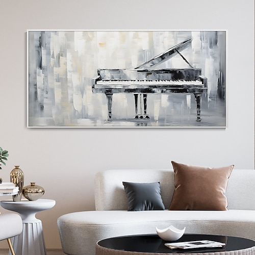 großes Original Klavier Ölgemälde abstrakt hochwertige graue Wand Kunst zeitgenössisches Kunstwerk moderne Struktur Wohnzimmer Deko individualisierbares Geschenk Image