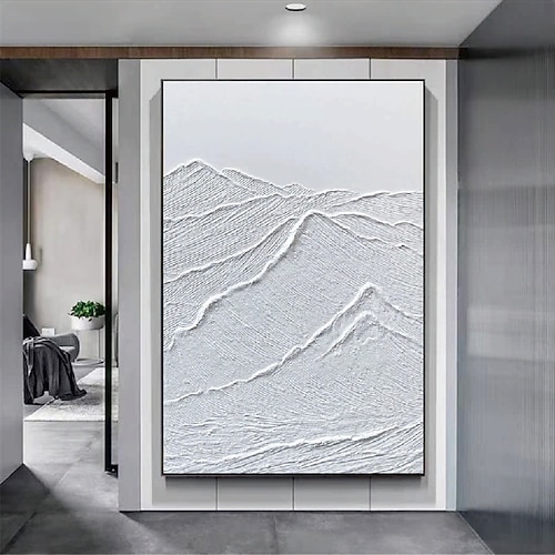 weißes 3D abstraktes Gemälde handgemachtes 3D strukturiertes weißes Gemälde Wandkunst weißes modernes Leinwandbild für Wohnzimmerdekor trendiges Wohndekor Hotelkunststück Image