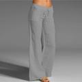 Per donna Taglie Forti Pantaloni in cotone e lino Vita Alta Tinta unica Coulisse Gamba larga Comodo Traspirante Asciugatura Rapida Micro-elastico Nero Bianco Blu marino scuro Blu Estate Primavera