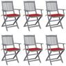 Bearsu - Furniture Limited - Sedie da Giardino Pieghevoli 6pz con Cuscini - Rood