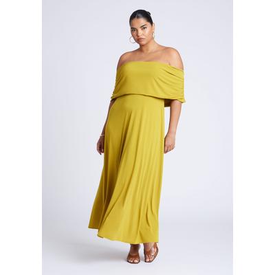 Plus Size Women's Off The Shoulder Maxi Dress by ELOQUII in Equestrian Red (Size 26)