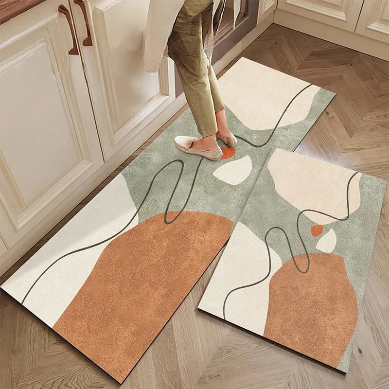 Carpet for Kitchen Pvc Floor Mat Waterproof Leather Carpets Long Rug Oil-proof Non-slip Foot Mats Japanese Home Decoration Rugs