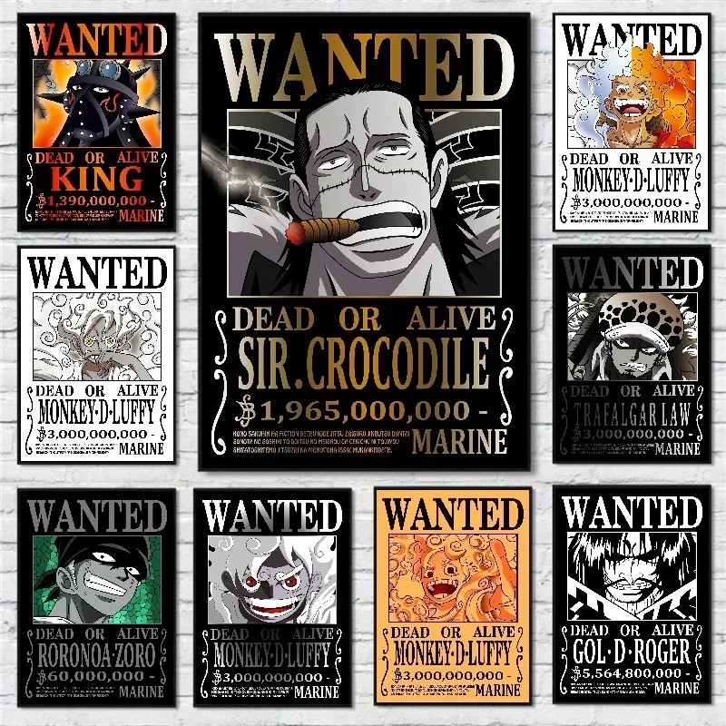 Stampa su tela di un pezzo WANTED Poster decorativo rimovibile Soggiorno Stampa artistica Senza cornice Raccogliere dipinti decorativi su tela