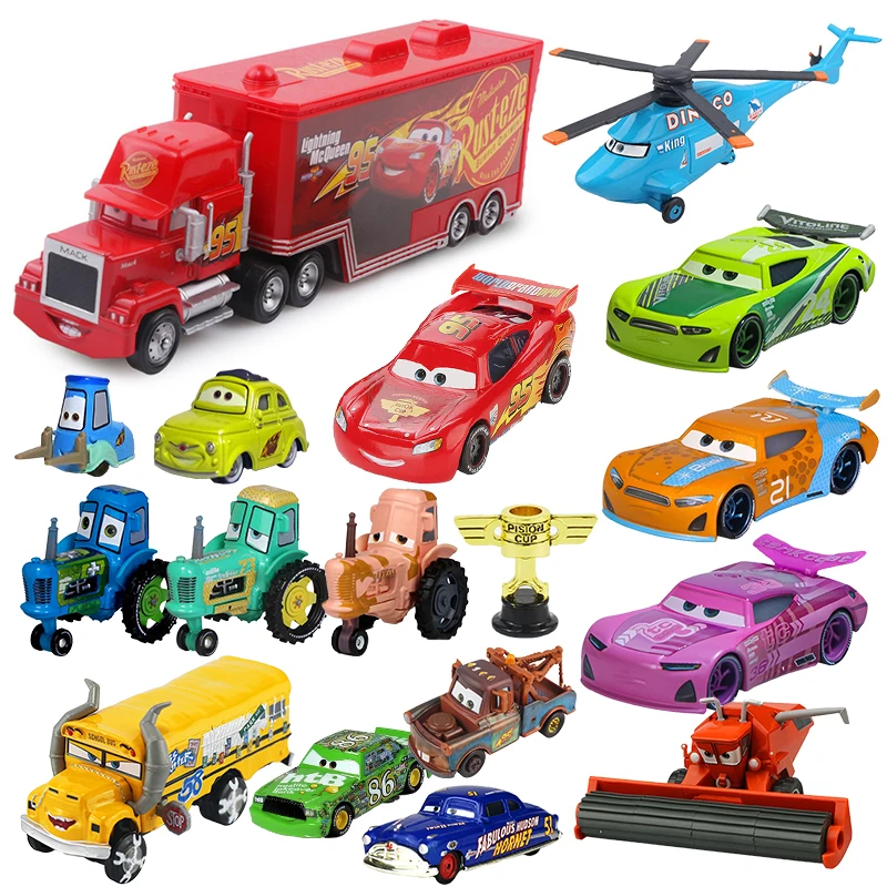 Disney Pixar Cars 2 3 Spielzeug Lightning McQueen Truck Onkel Mack 1:55 Diecast Mater Piston Cup Fritter Frank Modell Kind Kinder Geschenke Image