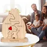 Bär Familie mit Hund Holz Kunst Puzzle Holz skulptur DIY personal isierte Familien mitglieder Namen