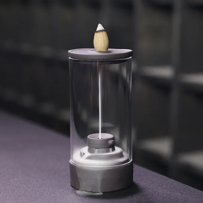 1pc Stein Mühle Typ Lila Ton Winddicht Wasserfall Rückfluss Weihrauch Brenner Aromatherapie Räuchergefäß Tee Haustier Feng Shui Wohnkultur Image