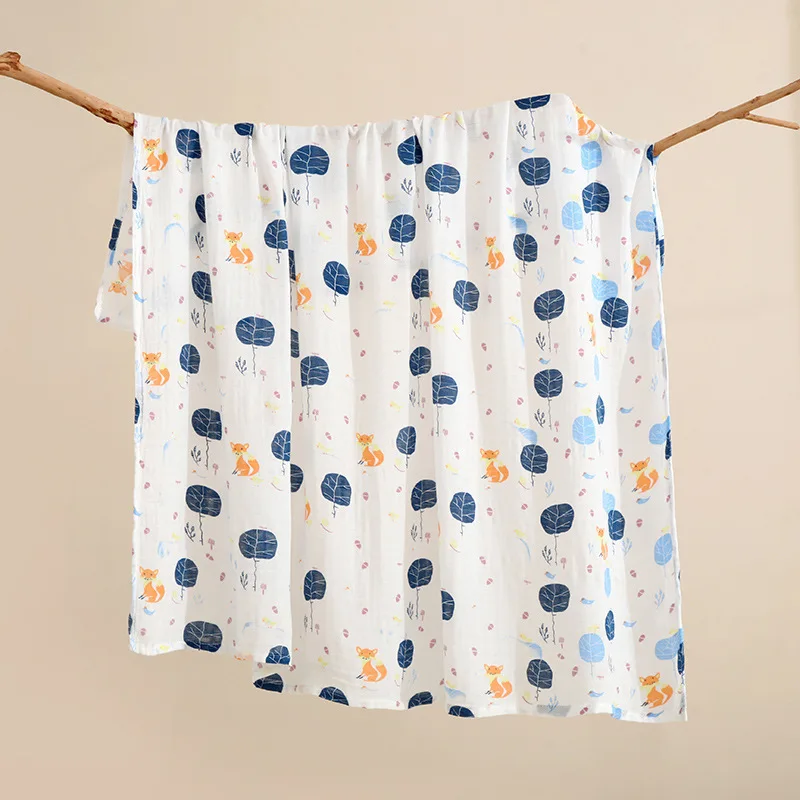 Kinder Decken Tier Muster 120*110 cm Baumwolle Gaze Abdeckung Neugeborenen Handtuch Leinen Doppel Schicht Abdeckung Baby Decke Image