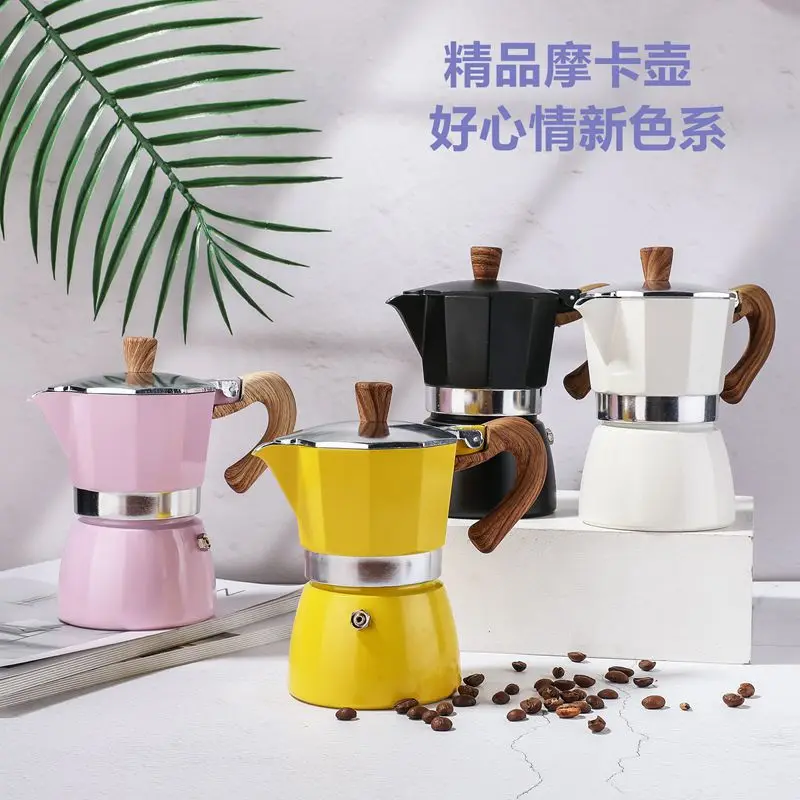 150/300ml Mokka Kaffeekanne Herd Espresso maschine Aluminium Silber Kaffee Perkolator Home Moka Pot Camping Küchen utensilien Image