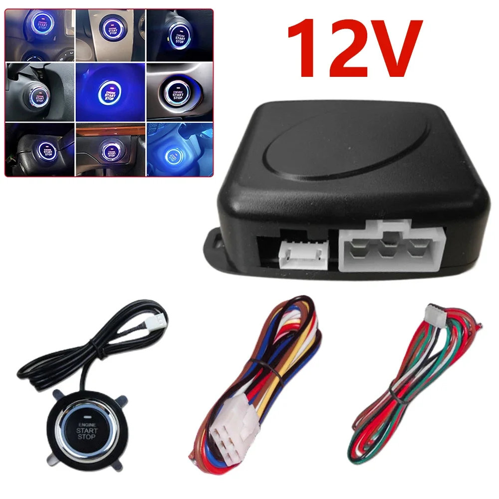 12V Auto Ein-Schlüssel-Start-System schlüssel lose automatische Zündung Druckknopf Start-System Remote Motors tart system Autoteile Image
