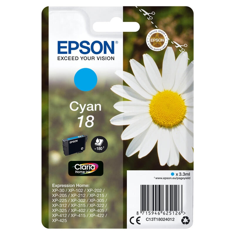 Original Epson Tinte T1802 Cyan Image