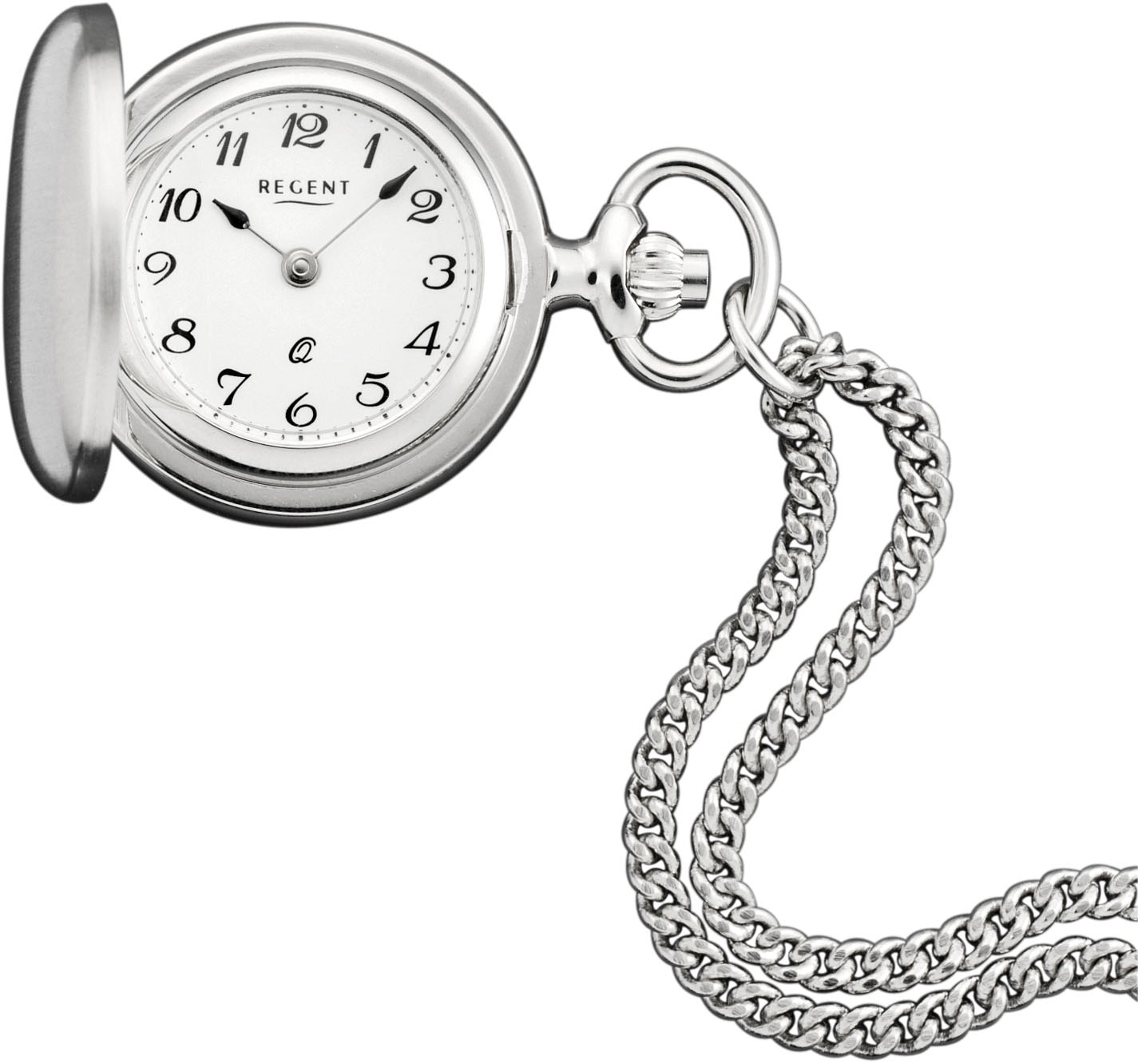 Kettenuhr REGENT "P764-32787749", silber (edelstahlfarben), Taschenuhren, Damen, Quarzuhr, Damenuhr, Acrylglas Image