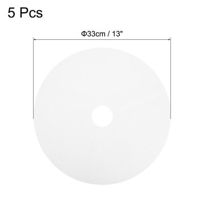 5 Pcs 13" Round Silicone Dehydrator Sheets Fruit Dryer Mesh Mat, White