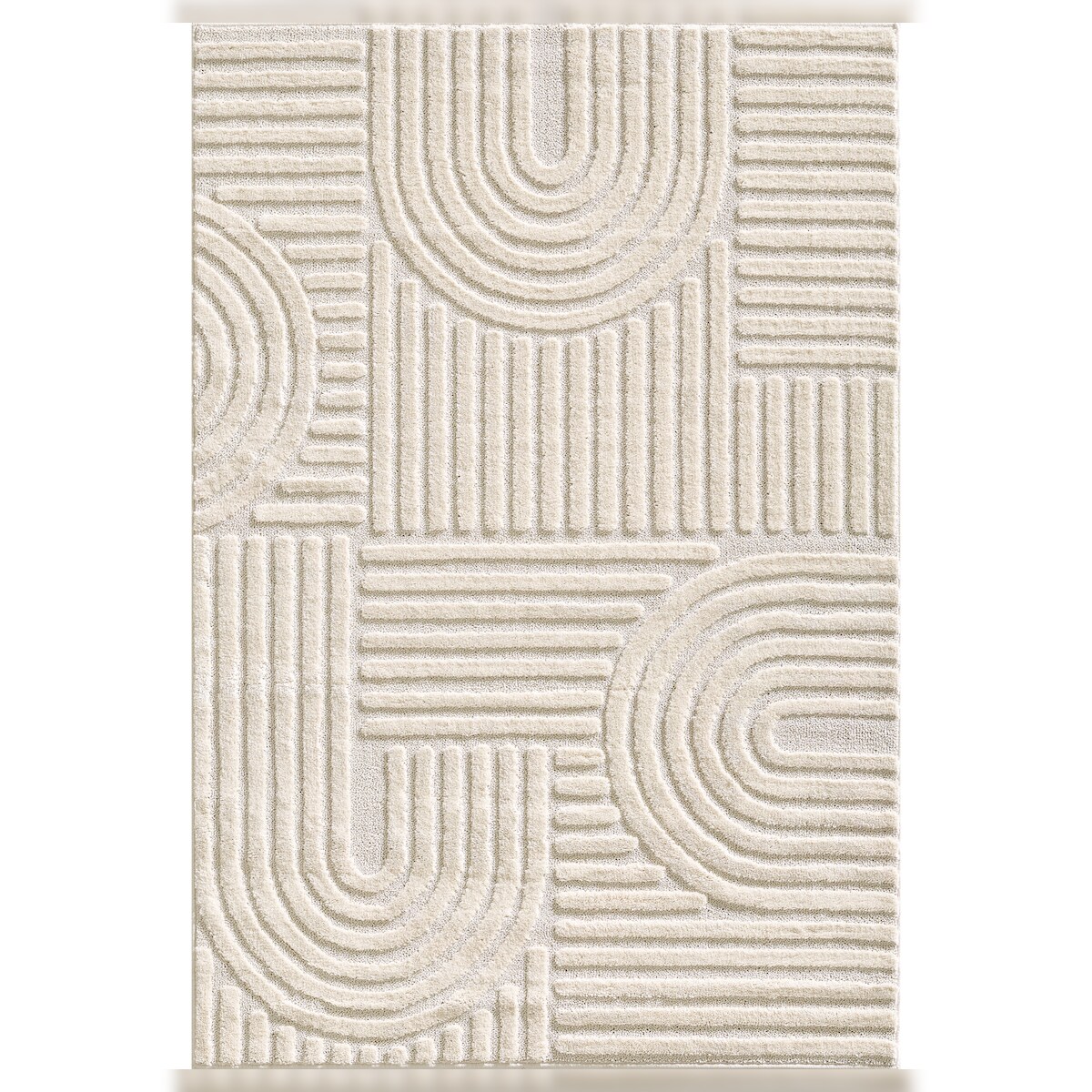 Carpetsale24 Teppich Läufer 80x250 cm Creme, Hochflor Wohnzimmer Teppich, Weich & Flauschig, Skandinavisch Boho Stil, Langflor Shaggy, Pflegeleicht Image