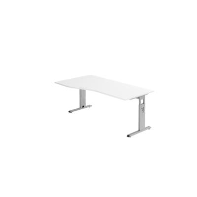 Hammerbacher-Schreibtisch C-Fuß 180x100/80cm Weiß/Silber-VOS18/W/S