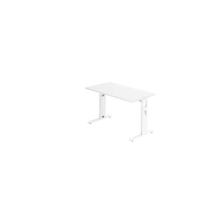 Hammerbacher-Schreibtisch C-Fuß 120x67cm Weiß/Weiß-VOS612/W/W