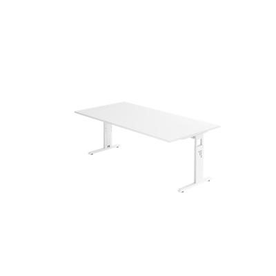 Hammerbacher-Schreibtisch C-Fuß 200x100cm Weiß/Weiß-VOS2E/W/W Image