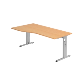 Hammerbacher-Schreibtisch C-Fuß 180x100/80cm Buche/Silber-VOS18/6/S Image