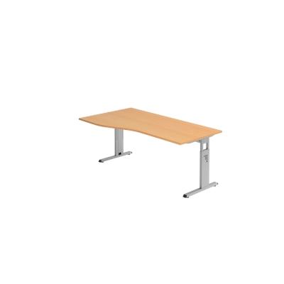 Hammerbacher-Schreibtisch C-Fuß 180x100/80cm Buche/Silber-VOS18/6/S