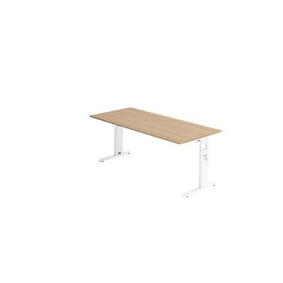 Hammerbacher-Schreibtisch C-Fuß 180x80cm Eiche/Weiß-VOS19/E/W Image