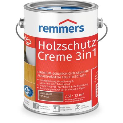 Remmers - Holzschutz-Creme 3in1 nussbaum, 2,5 Liter, tropffreie Holzlasur für aussen, 3facher