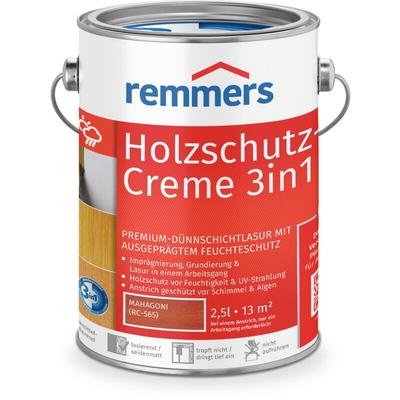 Remmers - Holzschutz-Creme 3in1 mahagoni, 2,5 Liter, tropffreie Holzlasur für aussen, 3facher