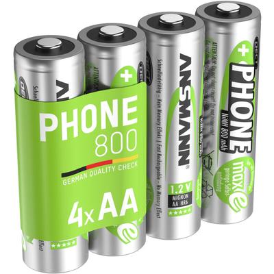 Ansmann - Akku aa Mignon 800mAh 1,2V NiMH für Telefon 4 Stück - wiederaufladbar Image