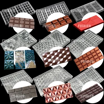 26 Style Polycarbonate Chocolate Bar Molds Baking Cake Belgian Sweets Candy Bar Mould Confectionery