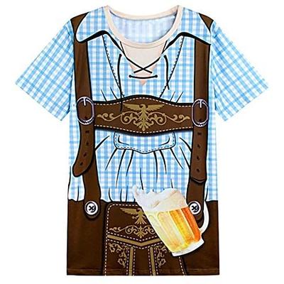 Oktoberfestbier Bayerisch T-Shirt-Ärmel Lederhosen 3D Grafik Für Herren Erwachsene Karneval Oktoberfestbier 3D-Druck Party Casual Image